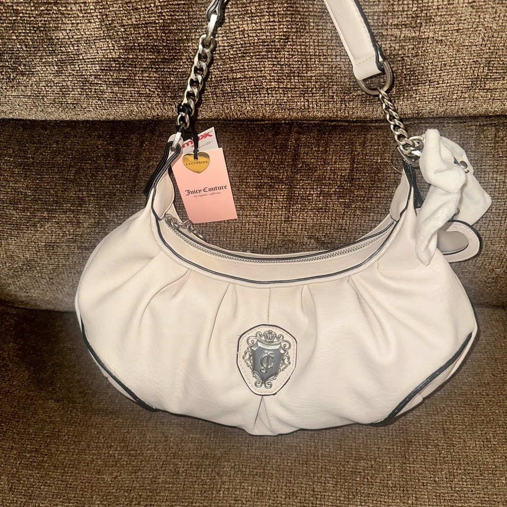 Juicy Couture White Shoulder Bag with Chain Strap